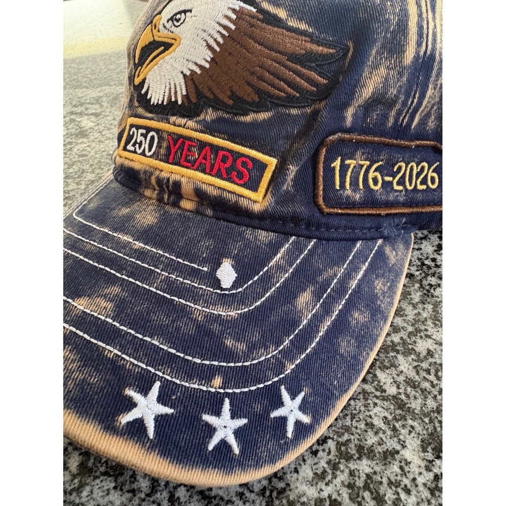 NWT Unisex USA 250th Anniversary Bald Eagle Baseball Hat - OSFM - Blue Acid Wash - Picture 5 of 5